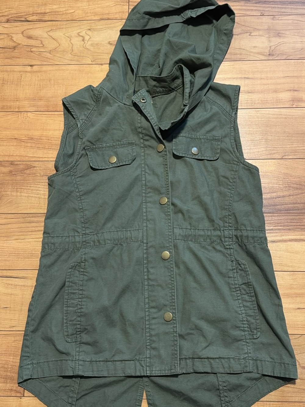 Women’s Gap Hooded Sleeveless Utility Vest - Olive Green